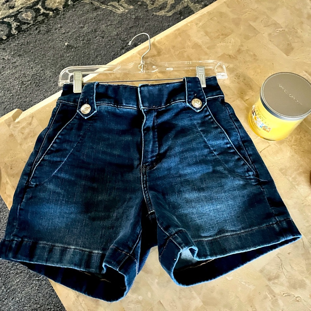 White House black market denim high waisted shorts size 2